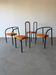 Set of 4 Italian design chairs in vintage black metal and chrome.