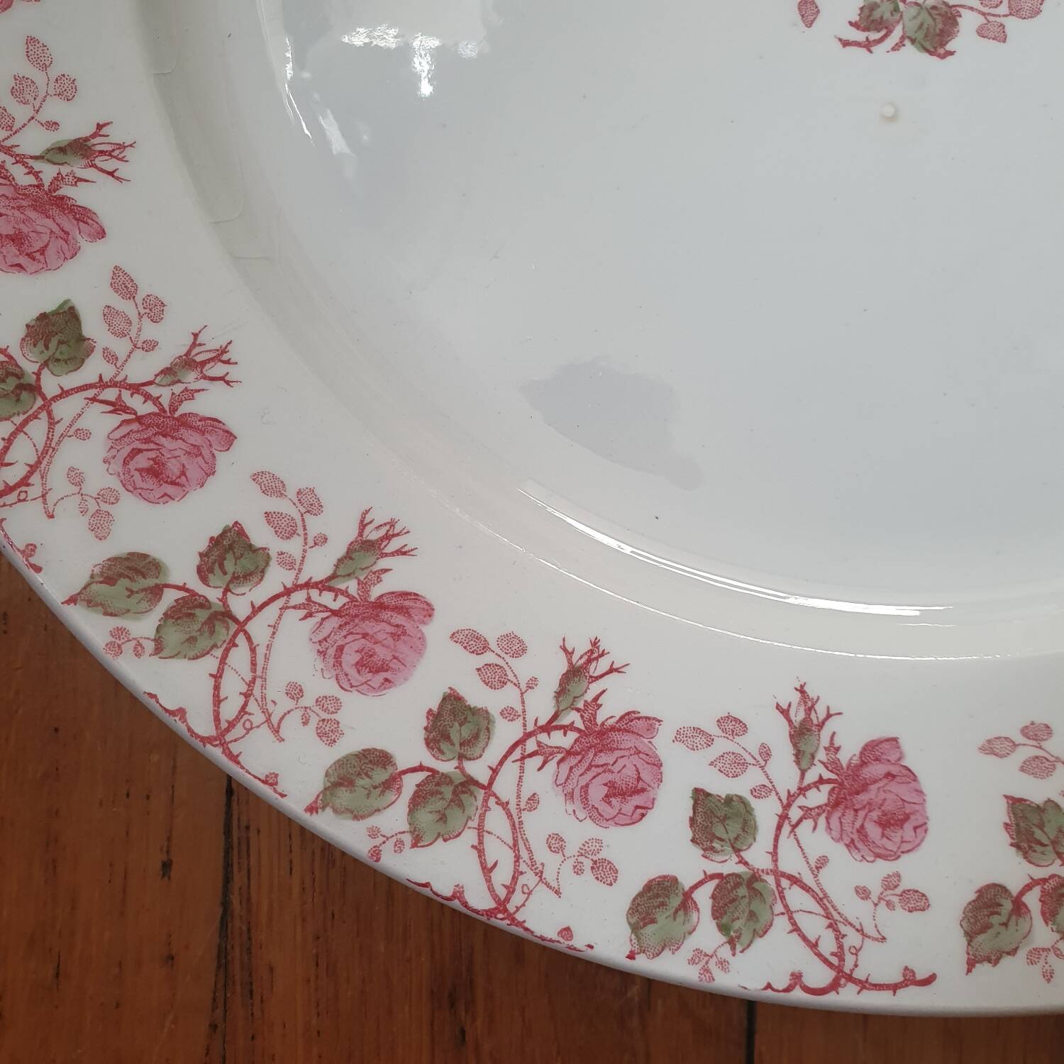 Plat Terre de Fer Gien Guirlande de roses
