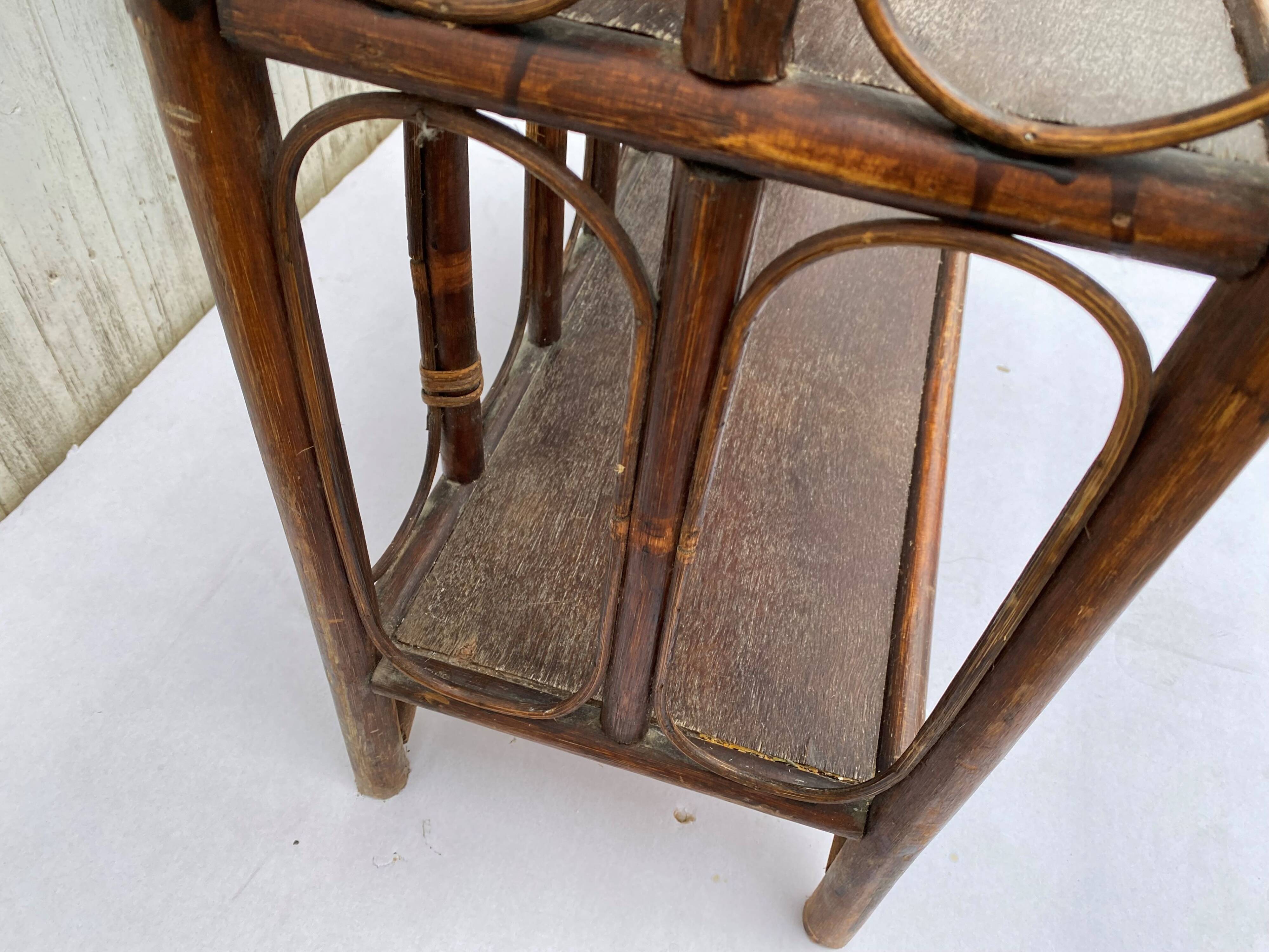 Vintage rattan bookcase shelf from the 70s