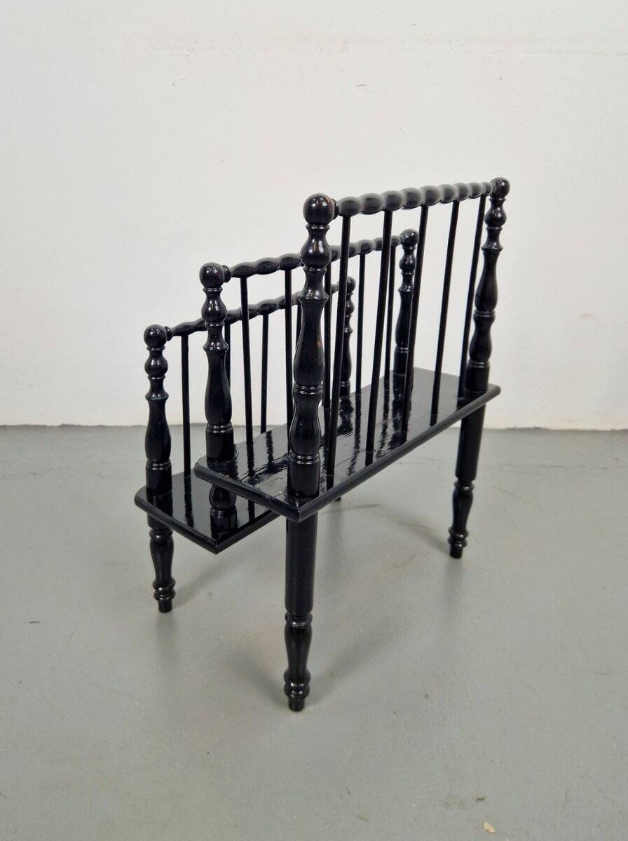 Antique Wooden Bobbin Canterbury Magazine Rack, 1890