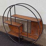 Round wall shelf wood and metal