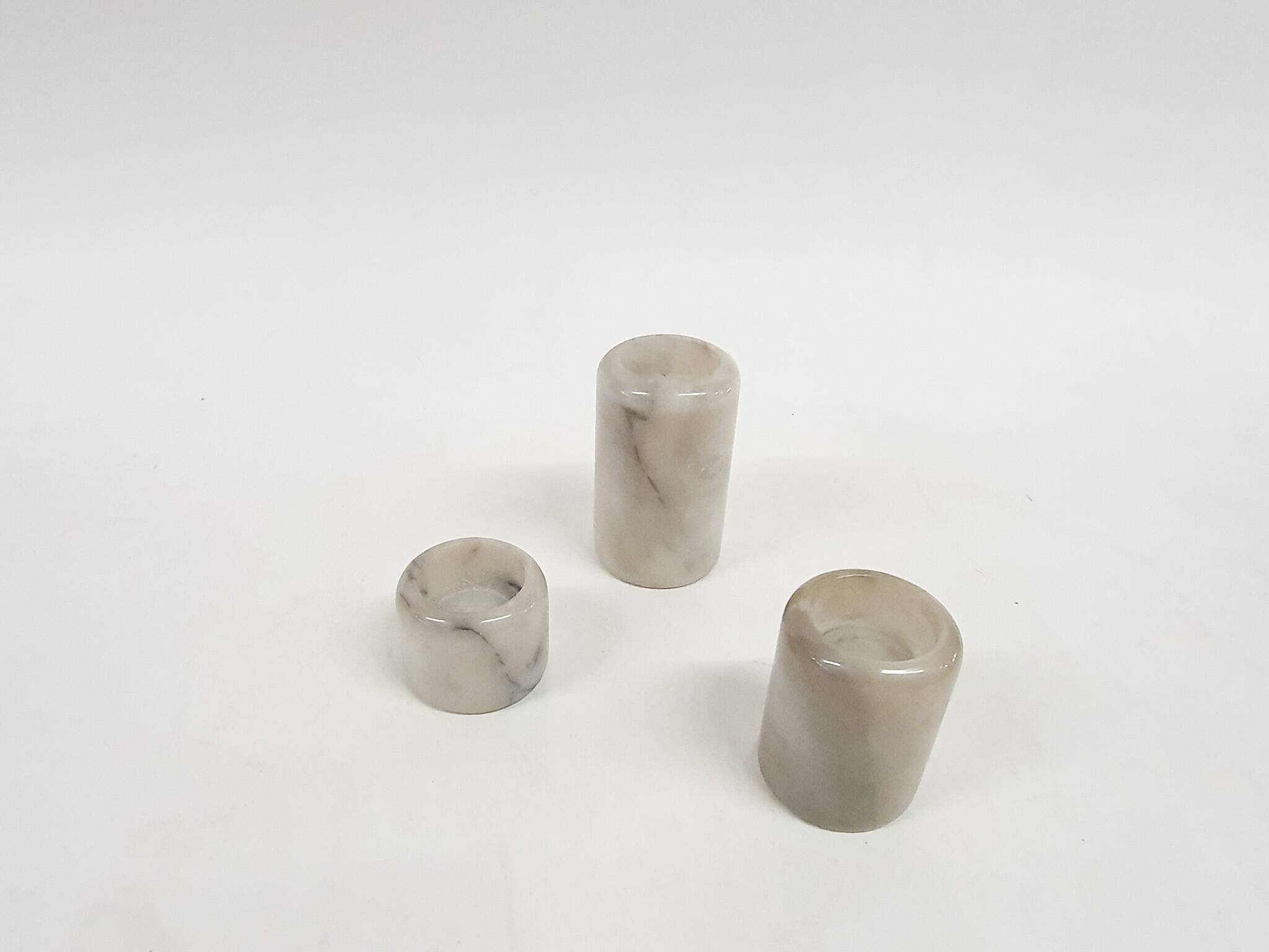Set of three marble candle sticks, Italy 1970's