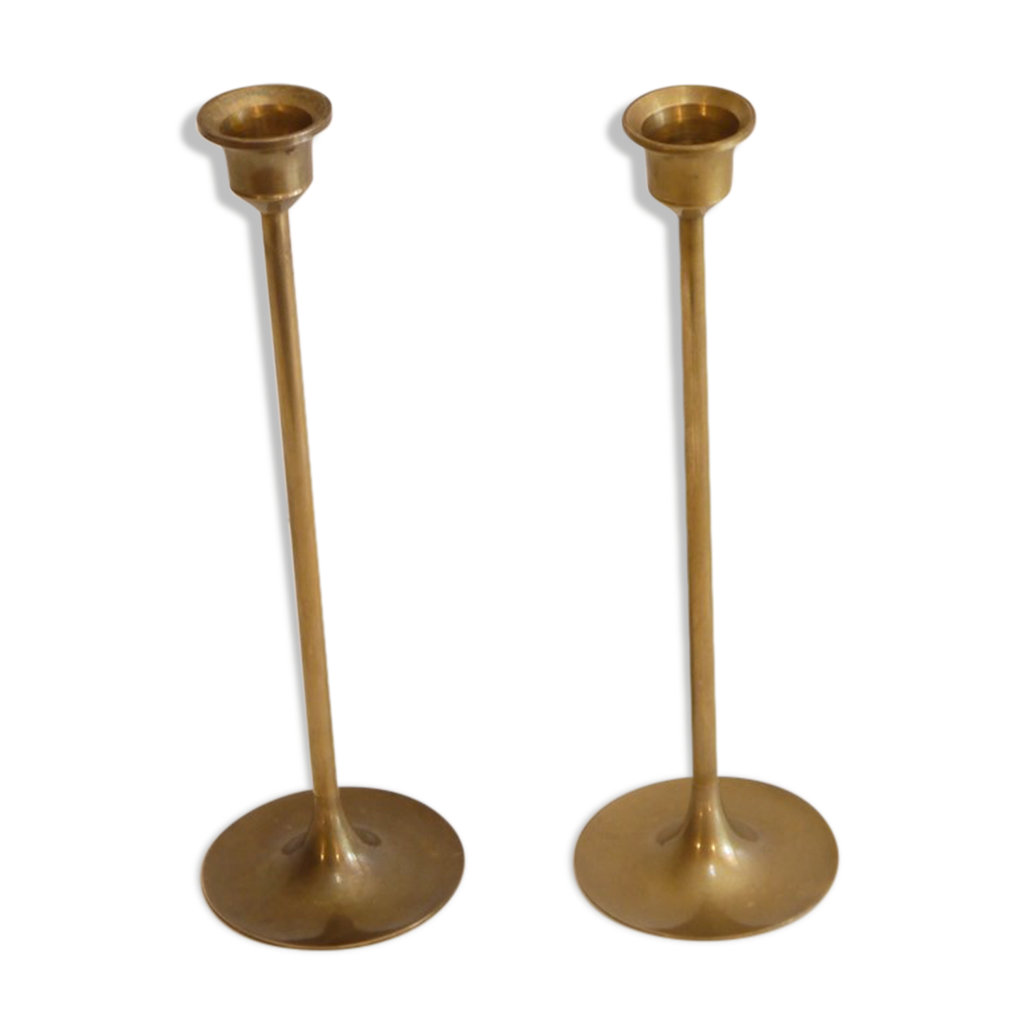 Pair of Scandinavian brass candle holders 1960