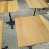 Set of 5 solid oak bistro gueridon tables 60/60 cm