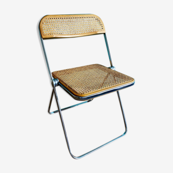 Wooden and caning folding chair "Plia" by G. Piretti for Castelli editions