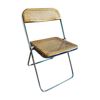 Wooden and caning folding chair "Plia" by G. Piretti for Castelli editions