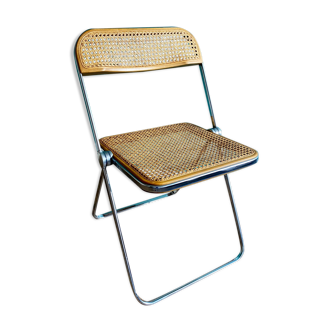 Chaise pliante « Plia » en bois et cannage par G. Piretti pour les éditions Castelli