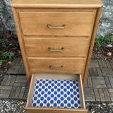 Chiffonnier pieds compas bois brut 1950