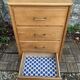 Chiffonnier pieds compas bois brut 1950