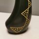 Sculptural black vase with yellow pattern from Hedebo Keramik Denmark 1950-1960s.