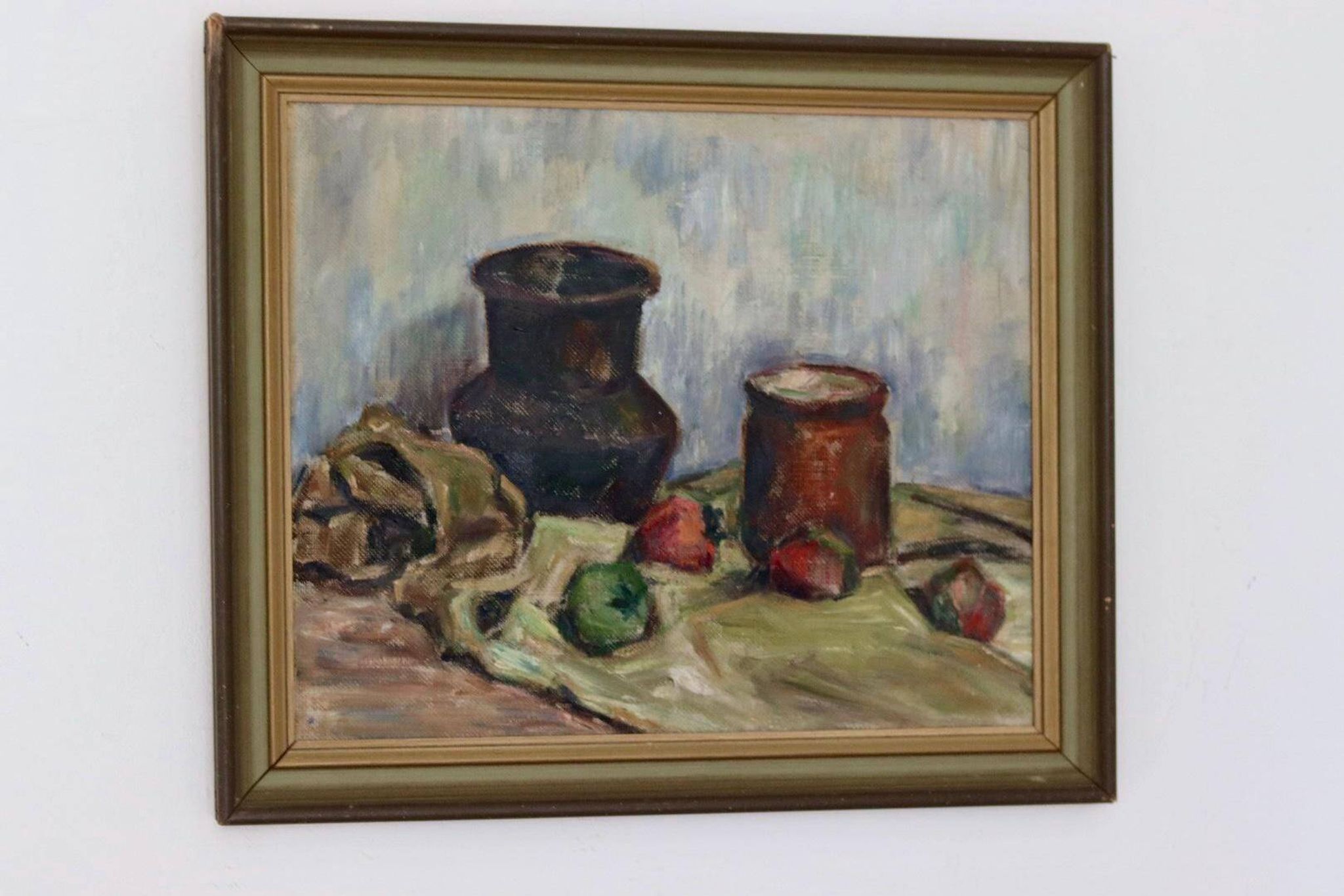 Original Swedish oil on panel "Still Life" vintage and framed.