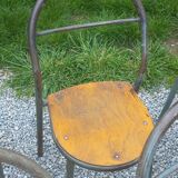 Set de 7 chaises de René Herbst métalliques assises bois