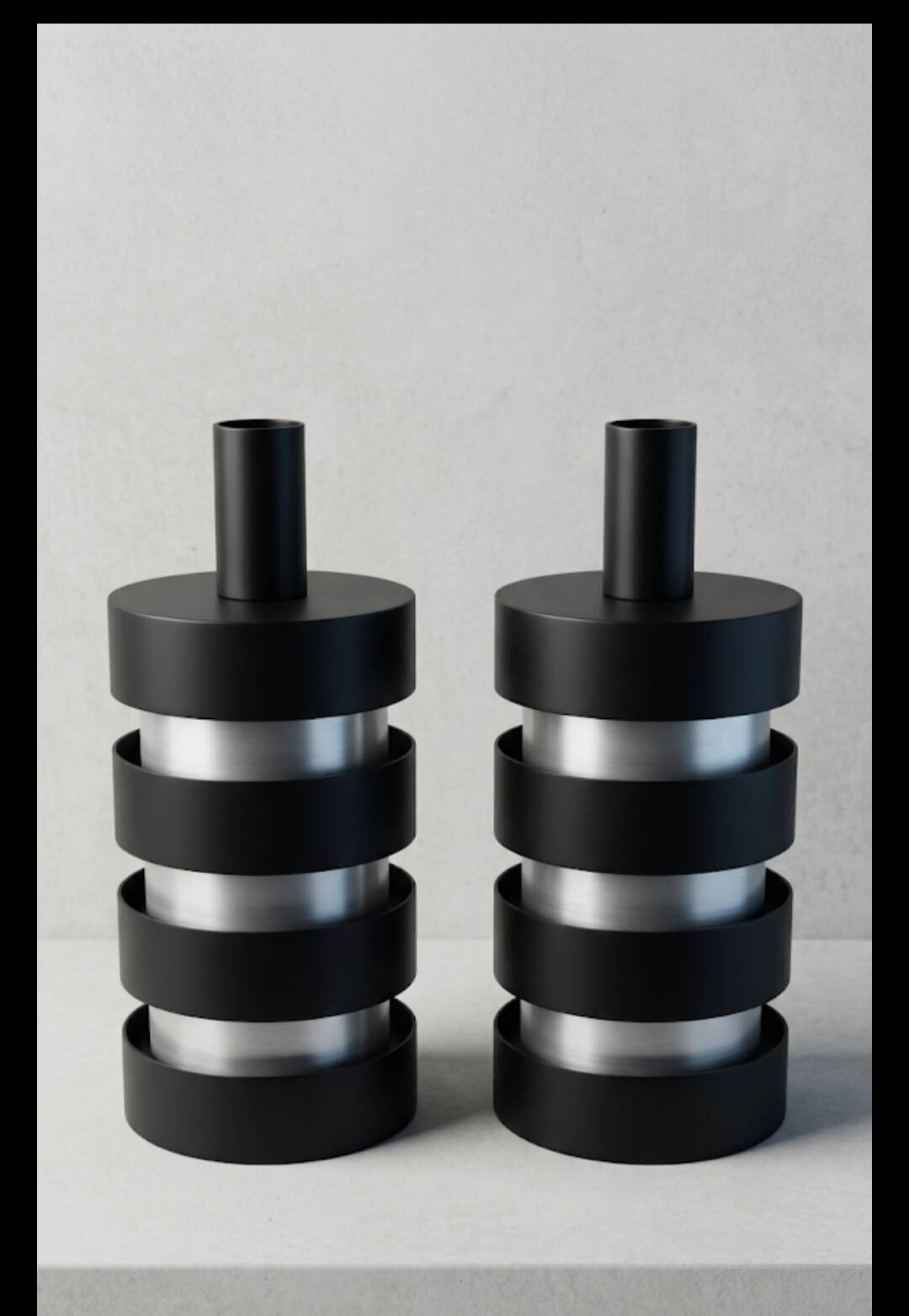 Pair of cylindrical "Space Age" pendants - Lita, 1967