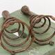 Pair of wrought iron spiral candlesticks