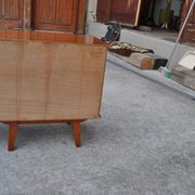 Pair of mid-century brown lacquered wooden bedside tables – 1950s, Czech Republic