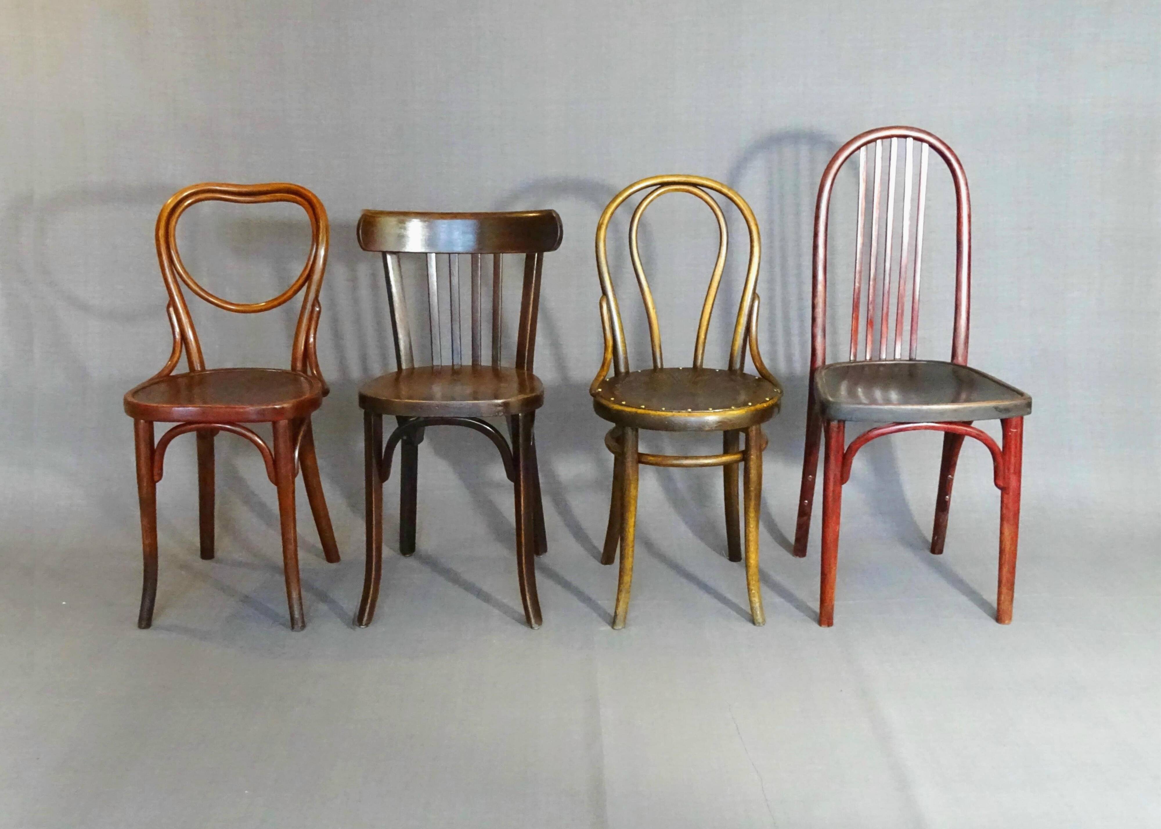 lot de 4 chaises bistrot Thonet Baumann -1910-1950-