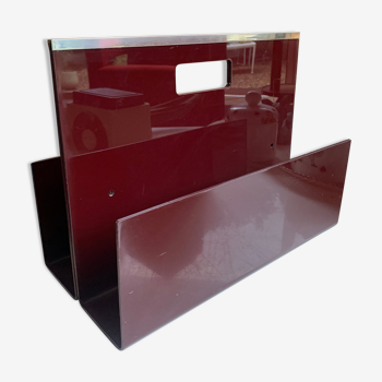 Porte-revue 1970 plexiglass bordeaux