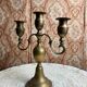 Three-branch chandelier in gilded brass