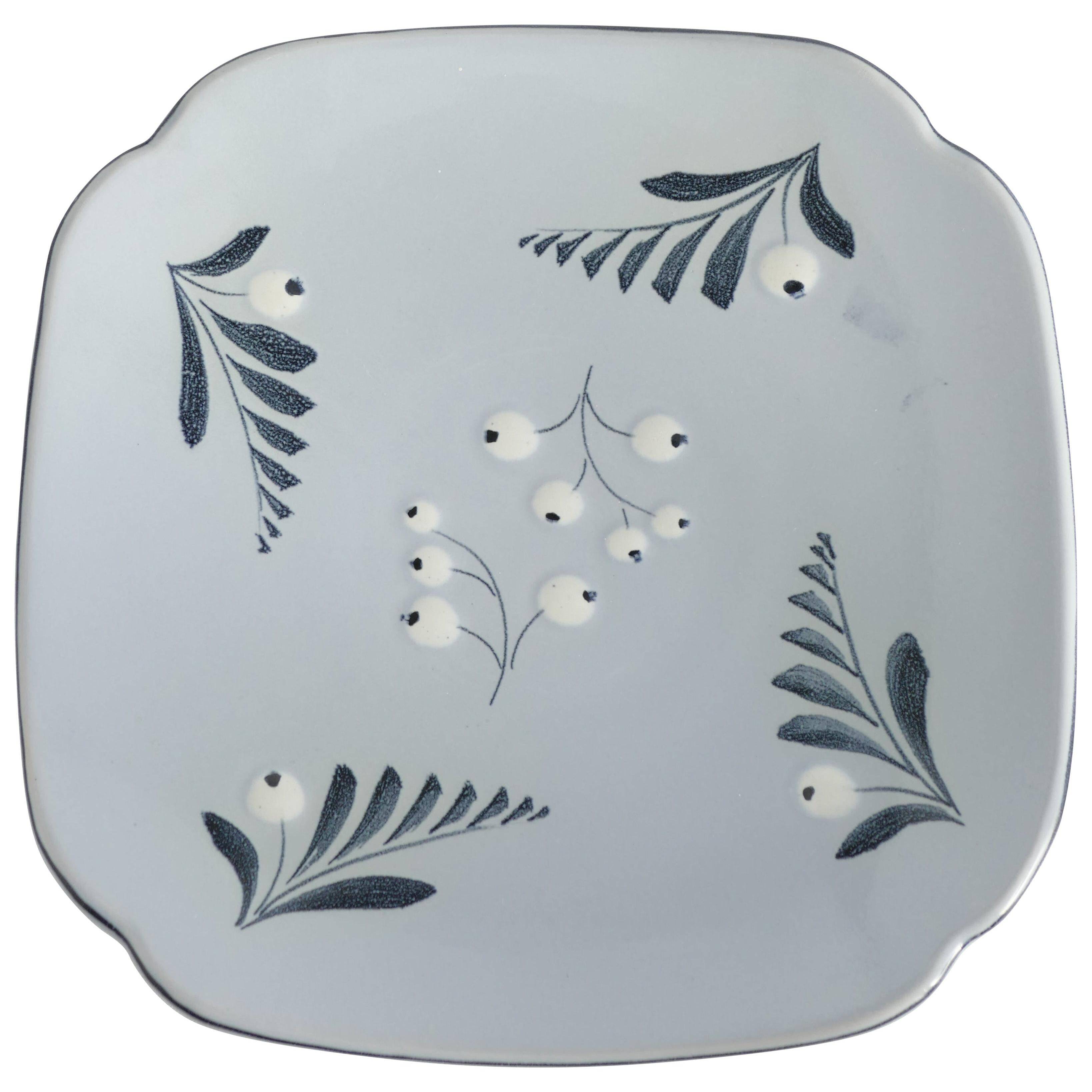Mid-Century Modern French Blue Plate by Eva Jancke-Björk for Bo Fajans, Sweden