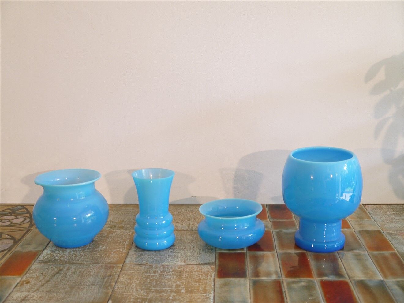 Set of Scandinavian opaline glass vases by Erik Hoglund 1960