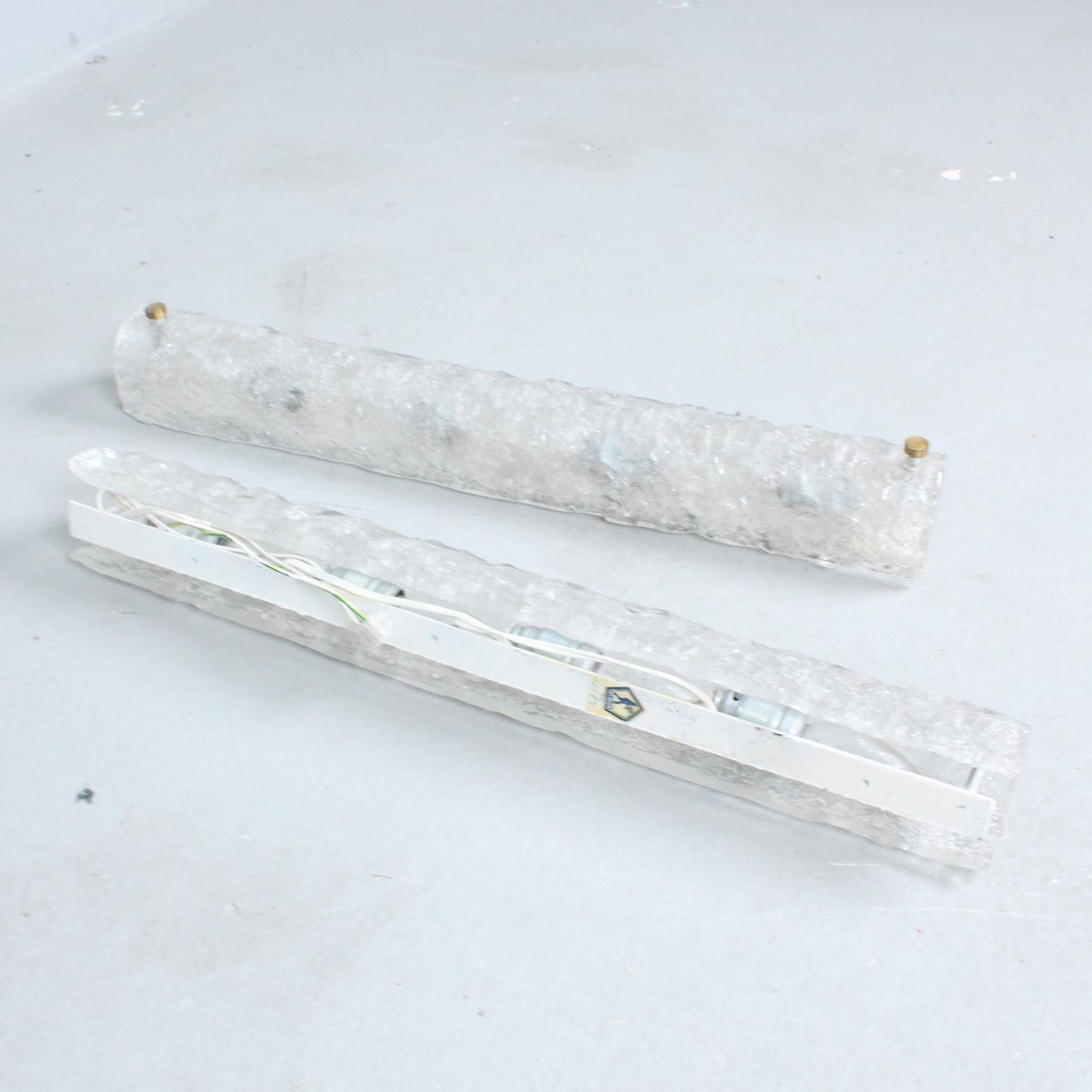Hillebrand pair of frosted glass wall lights 1970 germany