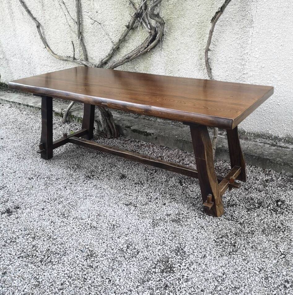 Large table and 2 benches brutalist design Olavi Hänninen