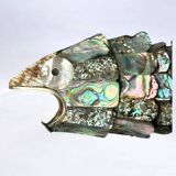 Articulated abalone shell and brass fish bottle opener, Mexico, 1980s, 18 cm