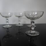 4 superb 20th century blown glass champagne glasses