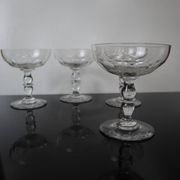 4 superb 20th century blown glass champagne glasses