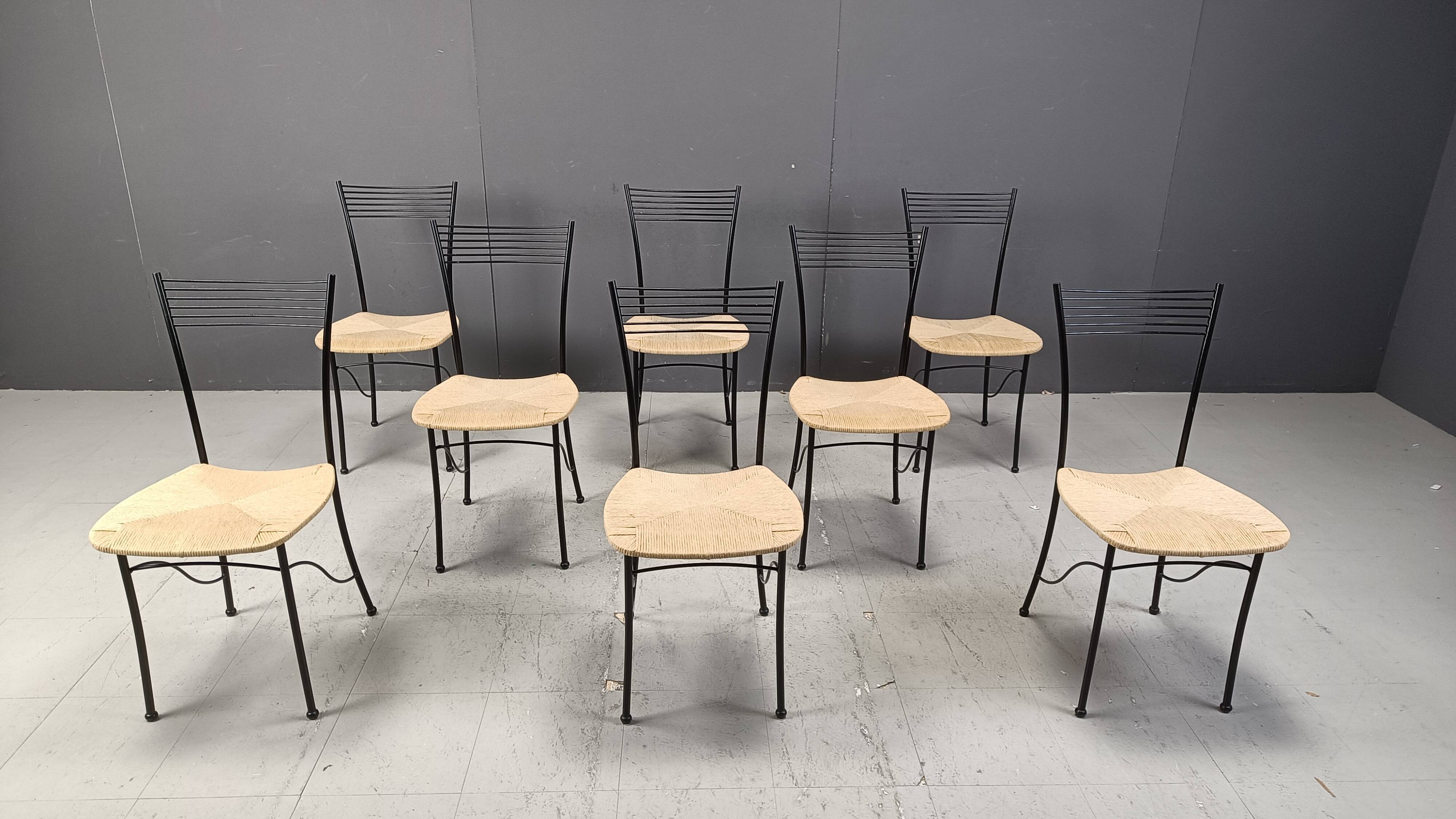 Vintage black metal and wicker italian bistro chairs.  Beautiful, elegant i