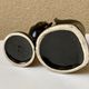 Vase ring pair of hand black ceramic vintage 80s