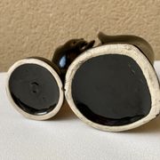Vase ring pair of hand black ceramic vintage 80s