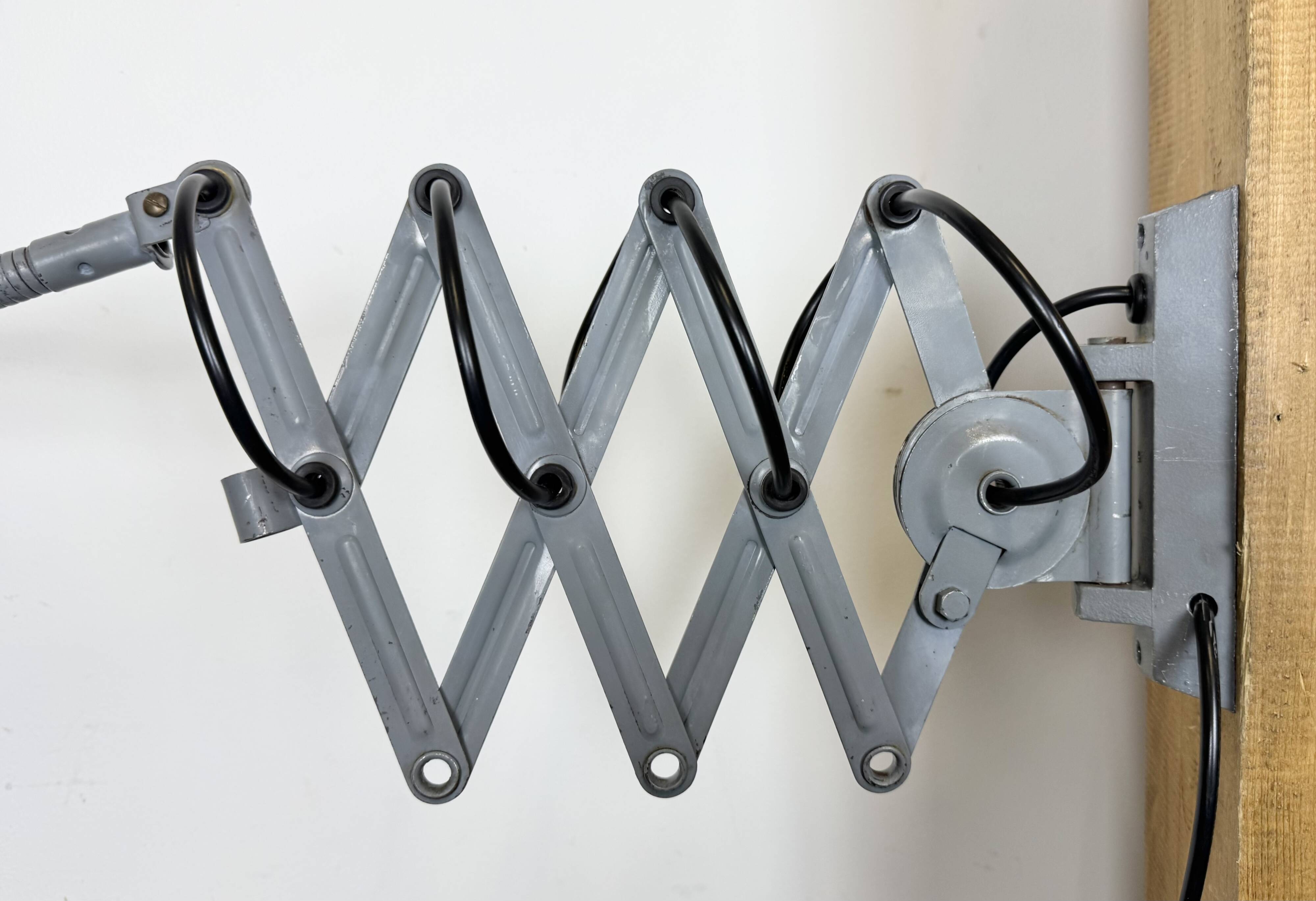 Grey Industrial Scissor Wall Lamp from Elektroinstala, 1960s