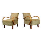 Pair of Art Deco deck chairs by Jindřich Halabala, reupholstered, circa 1940.