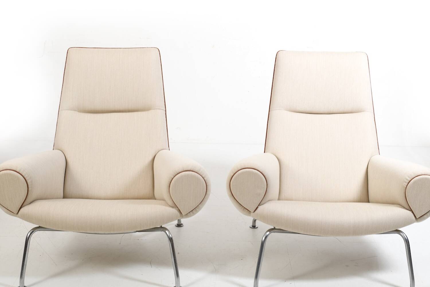 Early Pair Hans Wegner Queen Chairs by Johannes Hansen c.1960 / New Upholst