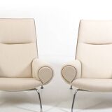 Early Pair Hans Wegner Queen Chairs by Johannes Hansen c.1960 / New Upholst