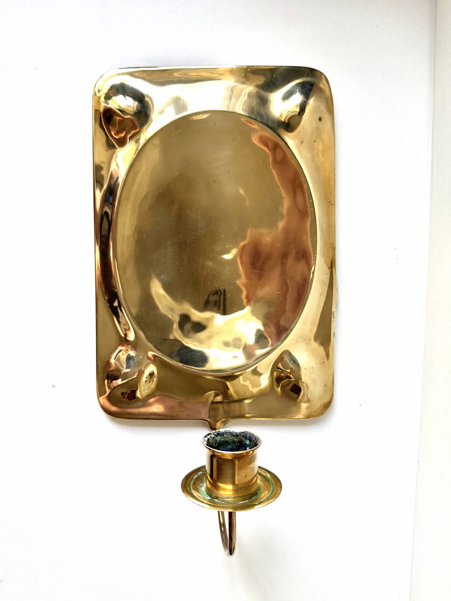 Vintage Scandinavian Brass Wall Candle holder Sconce height 29cm