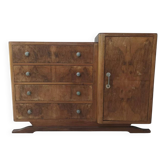 Art Deco buffet bar in walnut burl.