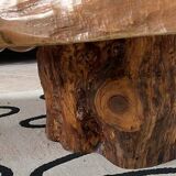 Solid wood tree trunk coffee table