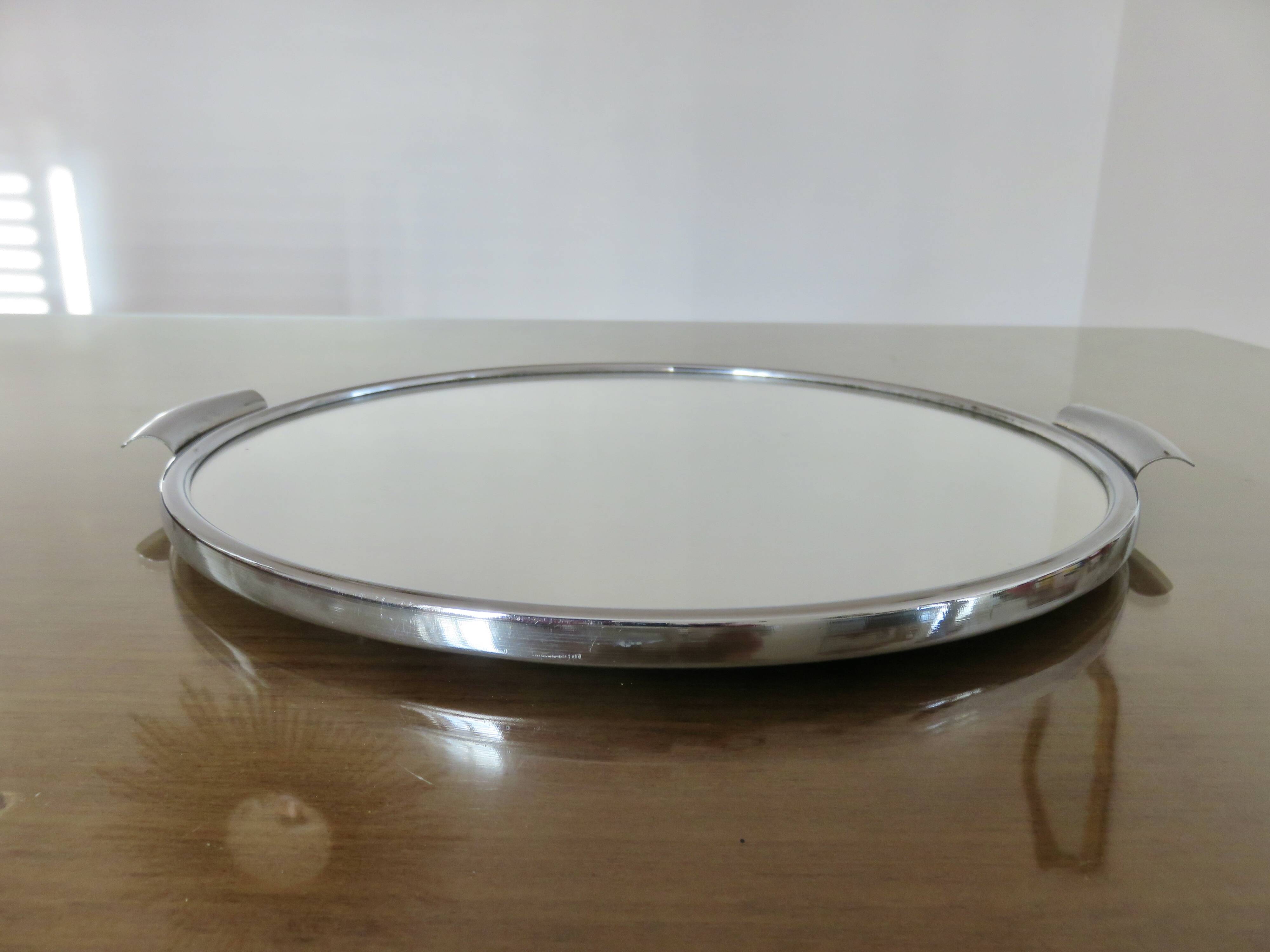 Chrome-plated brass mirror tray, 1950s