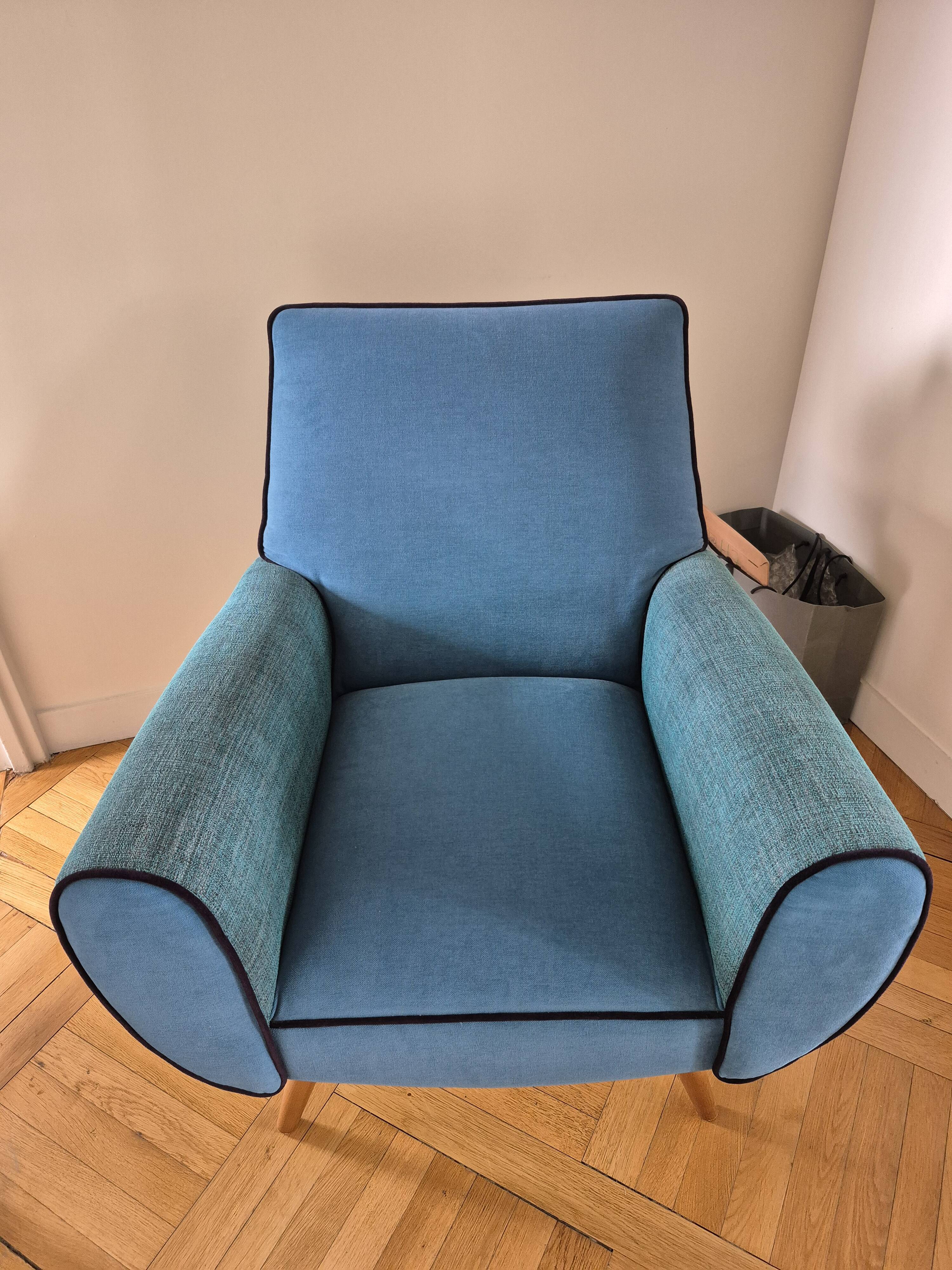 Fauteuil club bleu canard