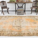 6x9 Peach Yellow Soft Pastel Turkish Vintage Rug, 185x276Cm SK 5250
