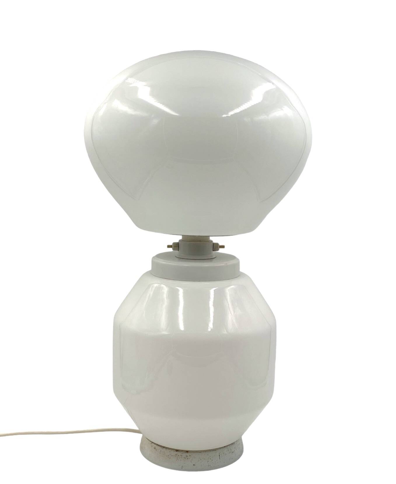 Space Age white glass table lamp, Faver Italy 1970s