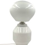 Lampe de table en verre blanc Space Age, Faver Italie années 1970