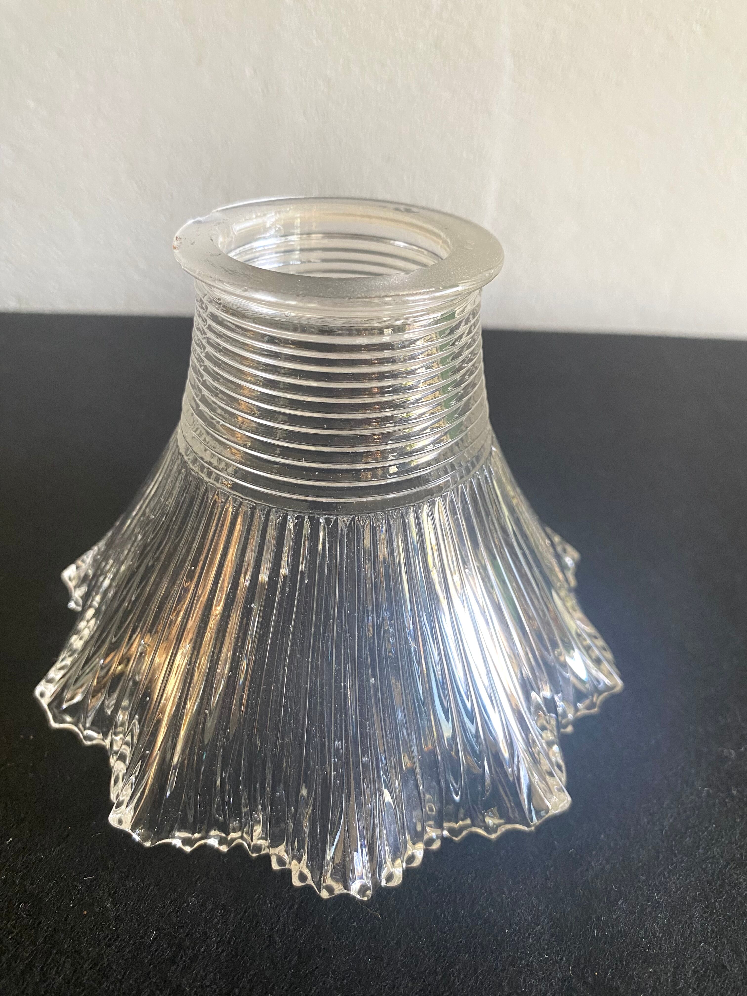 Baladeuse suspension verre strié, 2m câble tissu