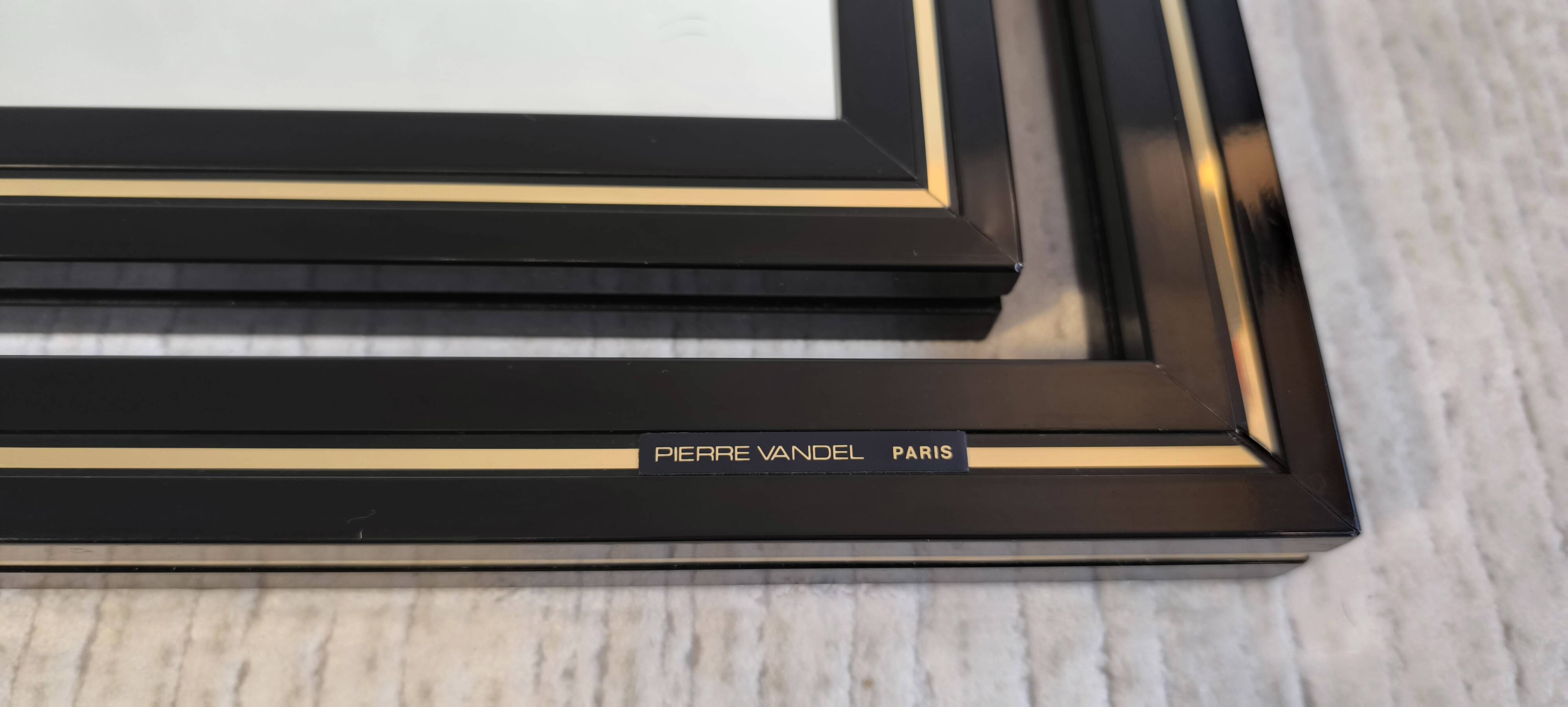 Miroir design Pierre Vandel Paris – Années 80 – Noir laqué