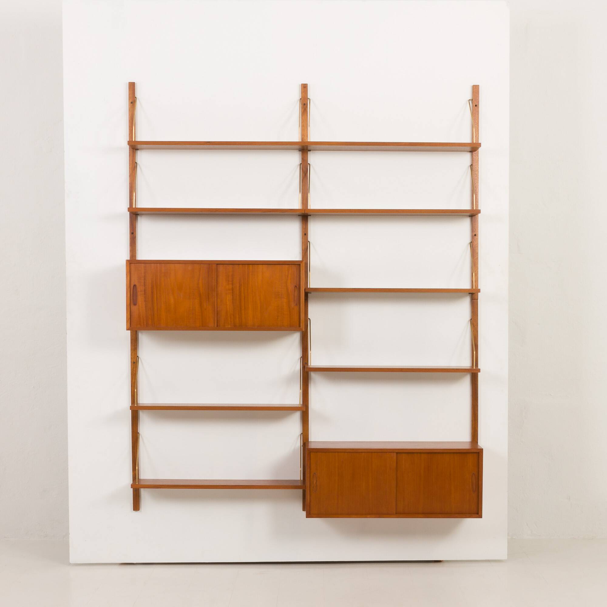 Danish mid-century teak wall unit with 2 cabinets, 1970s.