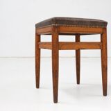 Art Deco wooden stool with leather top, Belgium ca. 1920