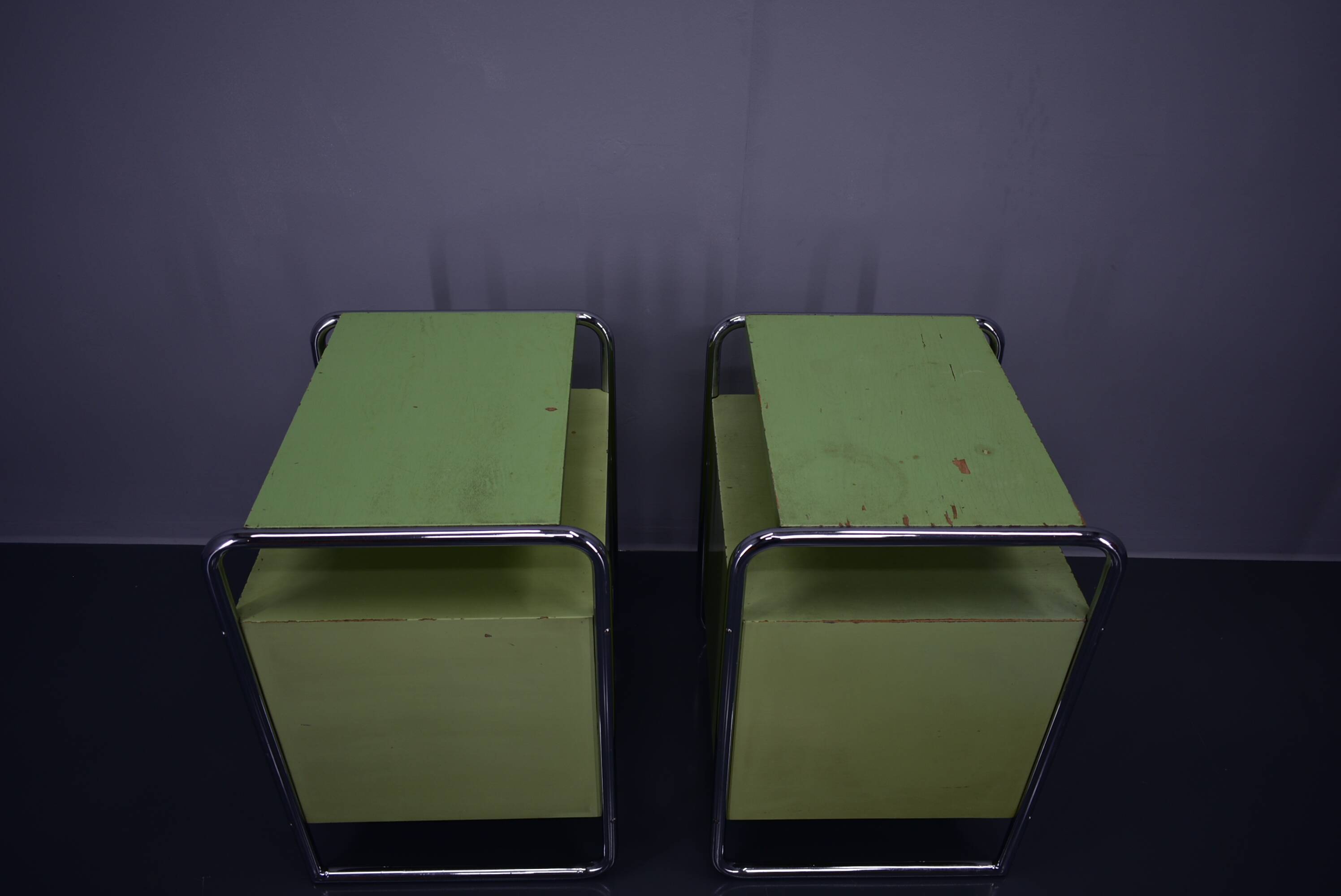 Set of Two Bauhaus Night Stands by Vichr & Co., 1930s