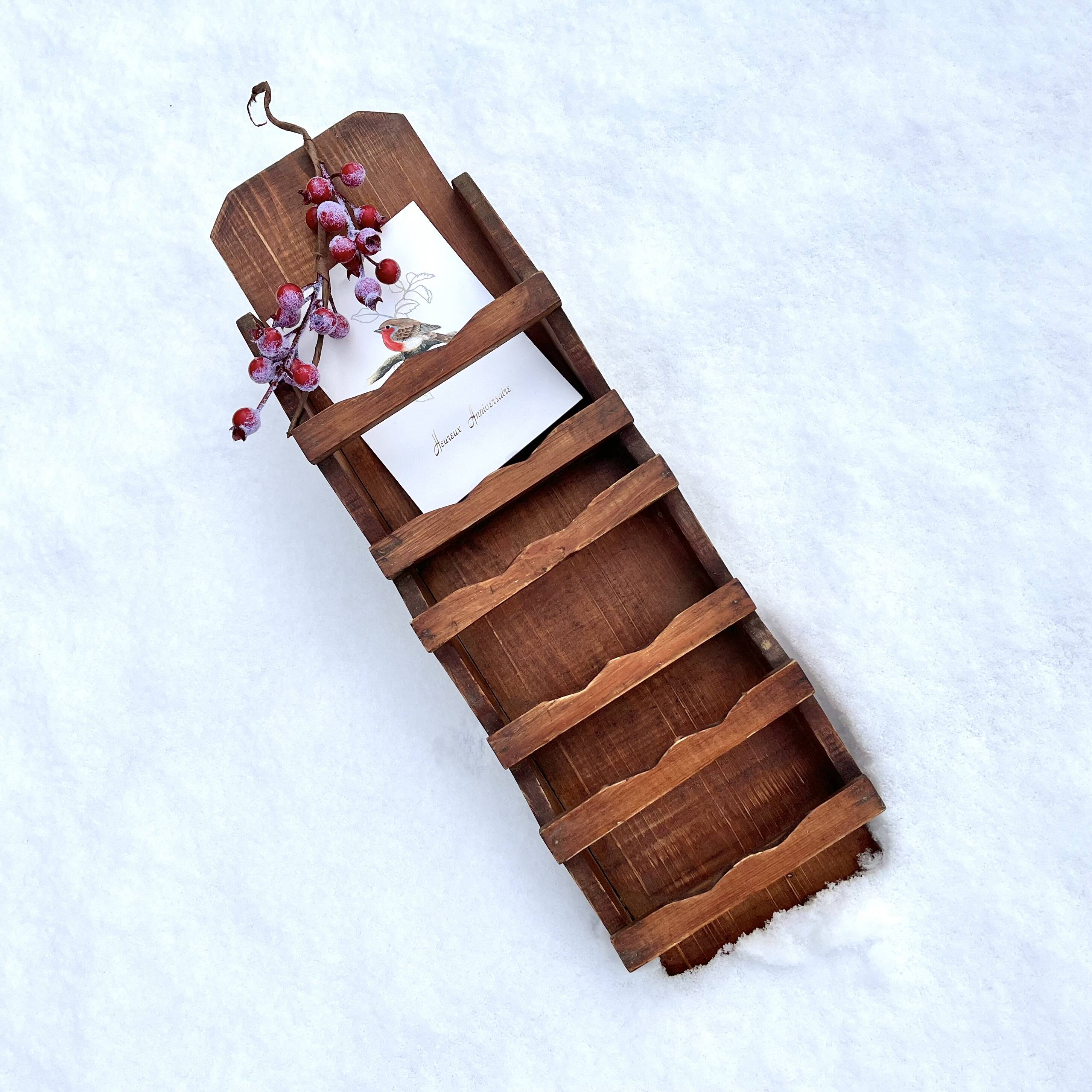 Old wall shelf for postcards or mail